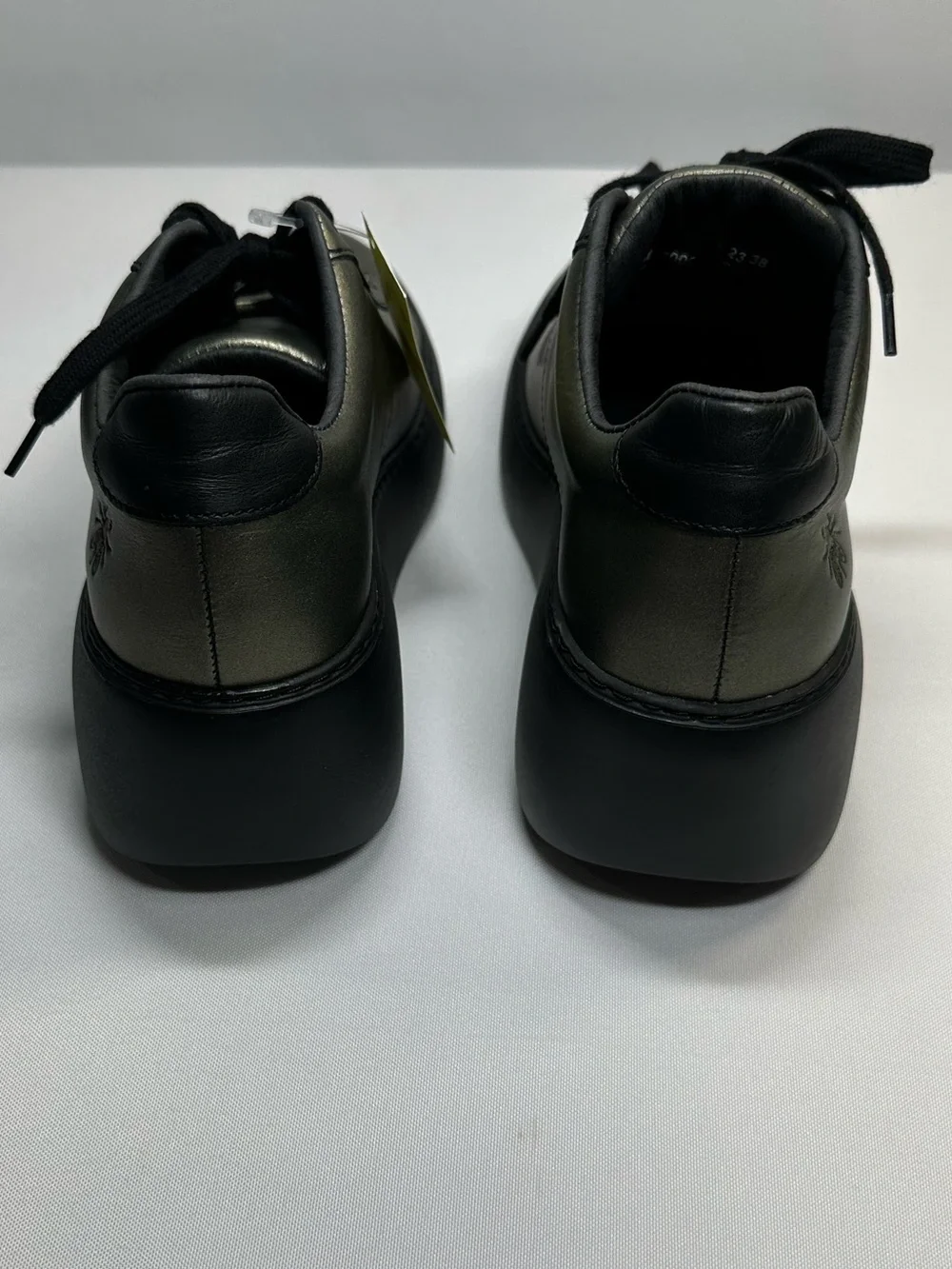 Fly London Women's DIPO580FLY Graphite Platform Wedge Lace-Up Shoe Size 8 EU38